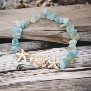 NWT Coastal Sea Turtle & Starfish, Synthetic Elastic Bracelet